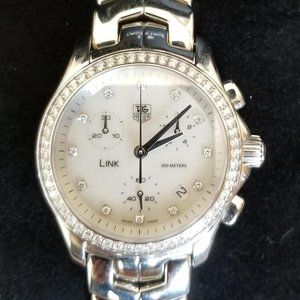 Tag Heuer Link Chronograph Watch with Diamonds!